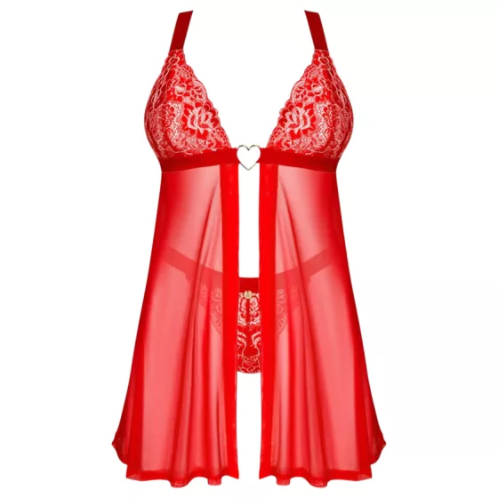 Obsessive Elianes - krajková babydoll sada (červená) - M/L
