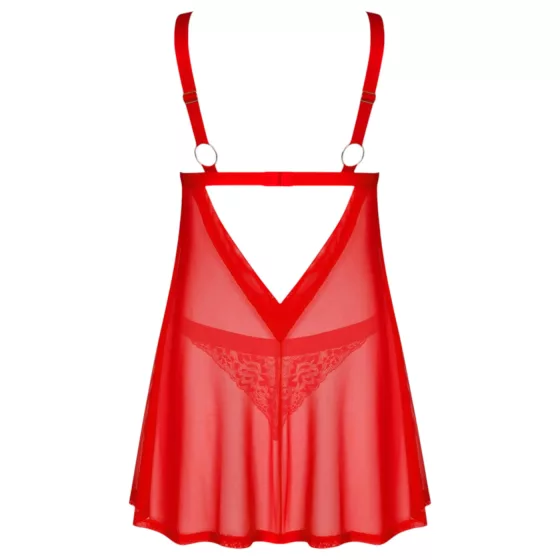 Obsessive Elianes - krajková babydoll sada (červená) - M/L