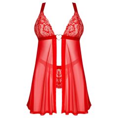 Obsessive Elianes - krajková babydoll souprava (červená)