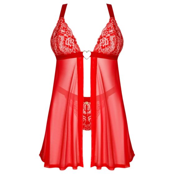 Obsessive Elianes - krajková babydoll souprava (červená)