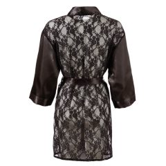  Cottelli Collection - krátké, saténově-krajkové kimono (černé)