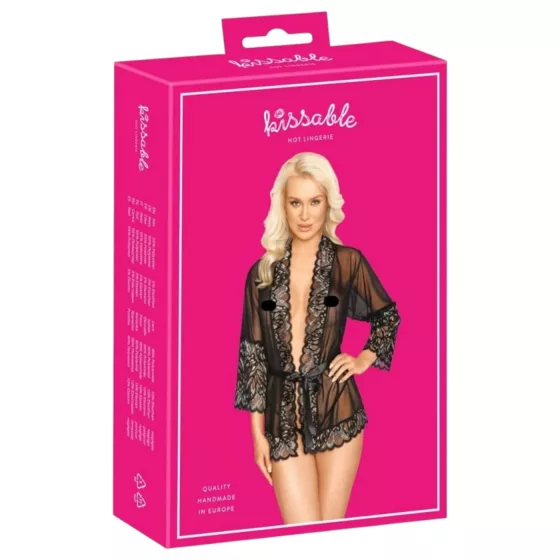 Kissable - svůdný krátký župan (černý)