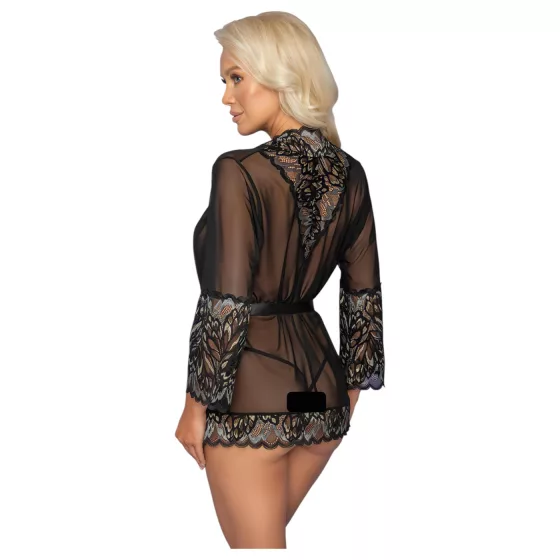 Kissable - svůdný krátký župan (černý) - L/XL