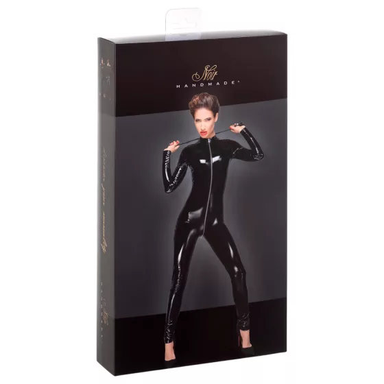 Noir - dámský overal na zip s dlouhým rukávem - černý - XL