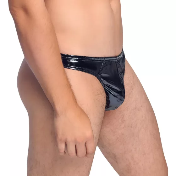 Black Level - pánská tanga - klasická - lesklý lak - černá - M