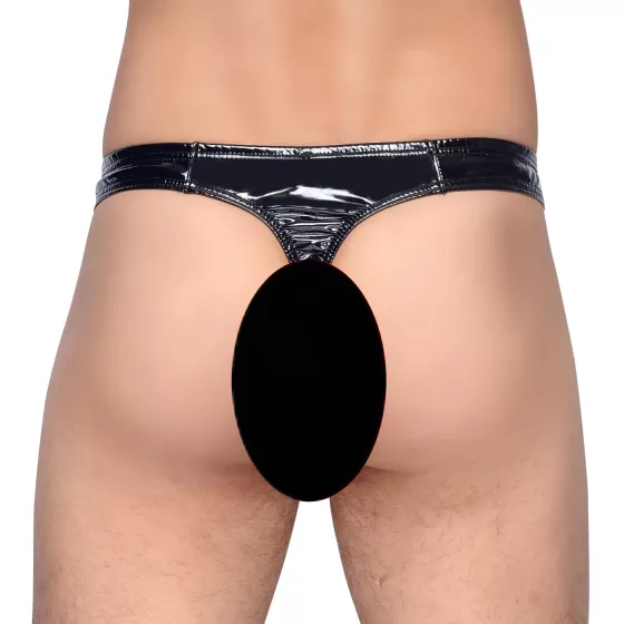 Black Level - pánská tanga - klasická - lesklý lak - černá - M