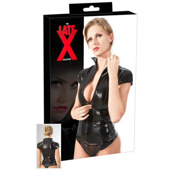 LATEX - dámský top s krátkým rukávem na zip (černý)