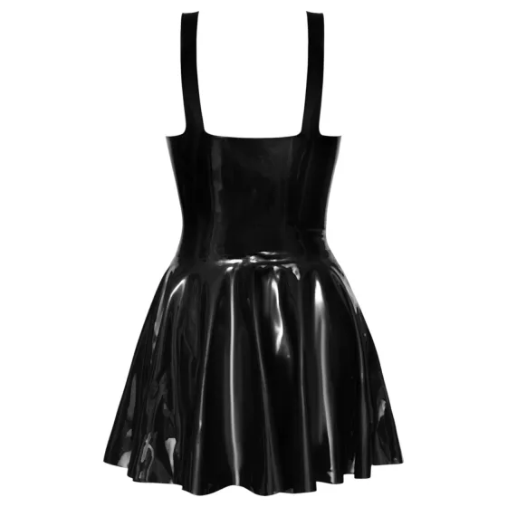 LATEX - mini šaty s volánovou sukní (černé) - XL