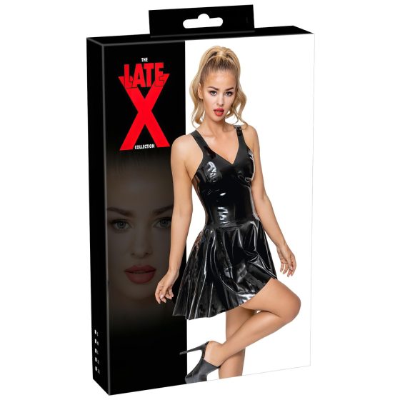 LATEX - minišaty s volánovou sukní (černé)