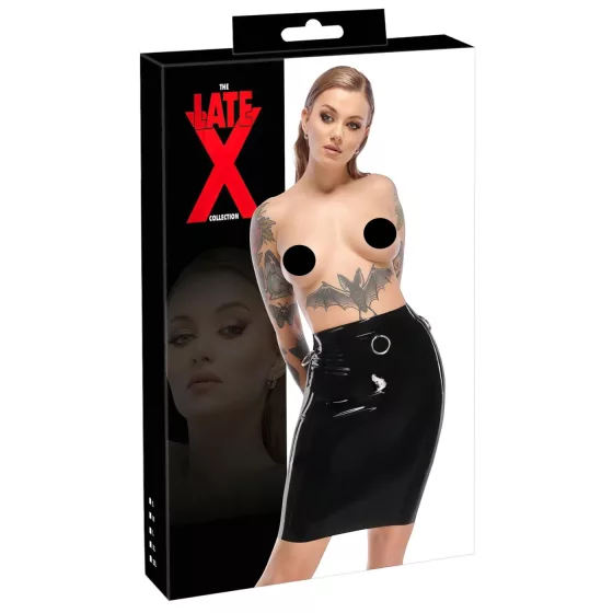 / LATEX - latexová midi sukně (černá)