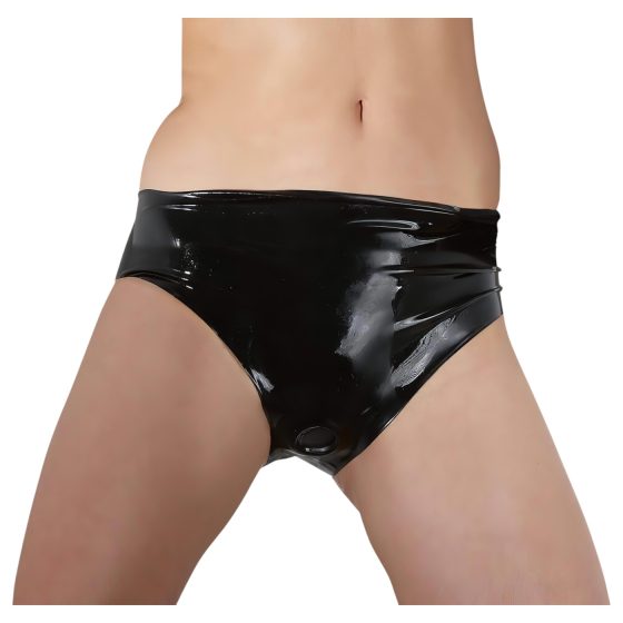 LATEX - Dámské kalhotky s vnitřním dildem (černé)