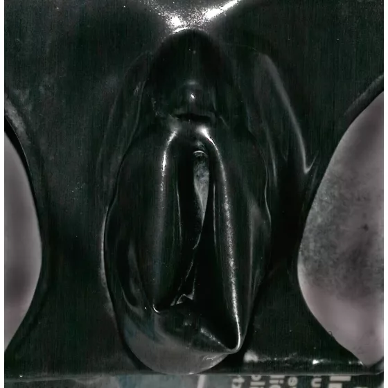 Latex dámské kalhotky s poševním kondomem (černé) - L