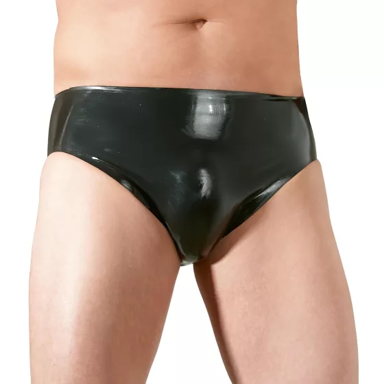 Latex - pánské slipy s vnitřním análním dildem na penis - černé