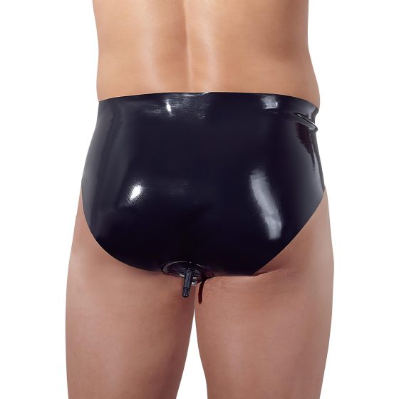 LATEX - pánské spodní prádlo s vnitřním kuželovým análním dildem (černé)