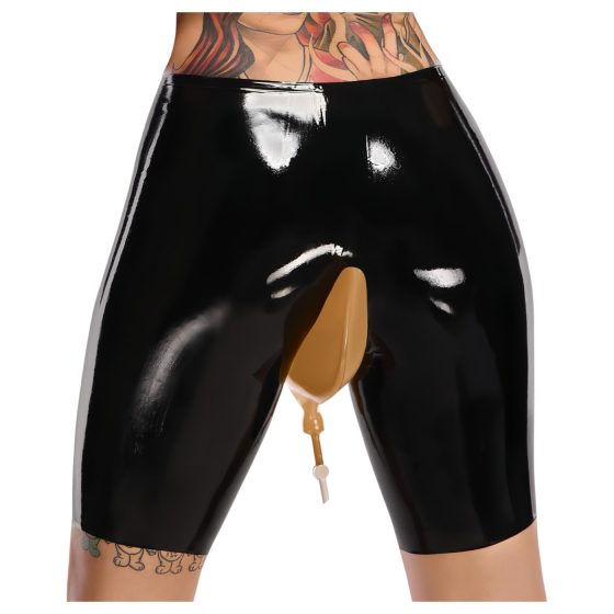 LATEX - Latexový inkontinenční spodní díl s vypouštěcím otvorem (černý)