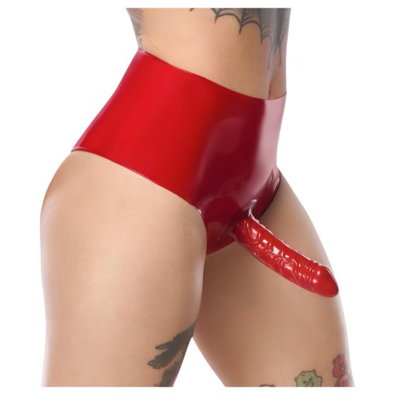 LATEX - realistické dildo s kapkou (červené)