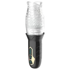   Leopard Bellucci 360 - rotační-vibrační masturbátor (průhledný-černý)