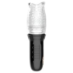   Leopard Bellucci 360 - rotační-vibrační masturbátor (průhledný-černý)