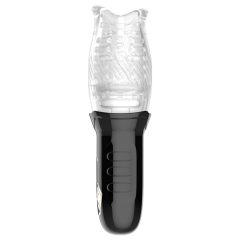   Leopard Bellucci 360 - rotační-vibrační masturbátor (průhledný-černý)