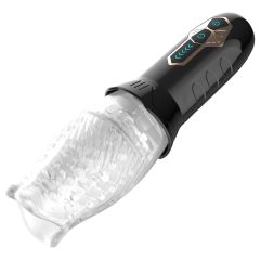   Leopard Bellucci 360 - rotační-vibrační masturbátor (průhledný-černý)