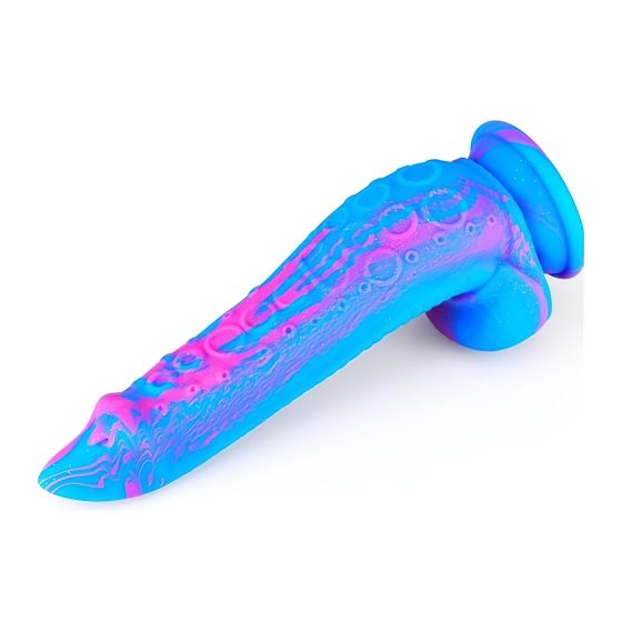 Inkipus - silikonové dildo s varlaty - 18 cm (modrá-růžová)