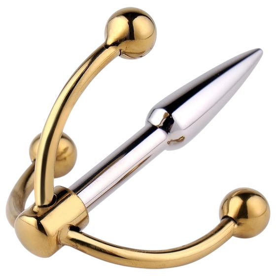 Urethralplay - dilatátor do močové trubice s kotvou - kovový 4,5 cm stříbrný