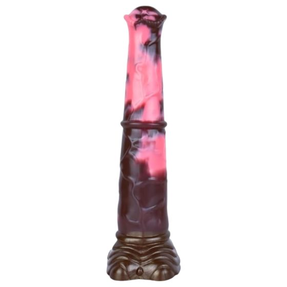 Špatný Kůň - silikonové dildo ve tvaru koně - 24cm (hnědo-růžové)