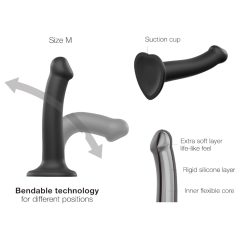 Strap-on-me Dual S - dvojitá vrstva dildo (černé)