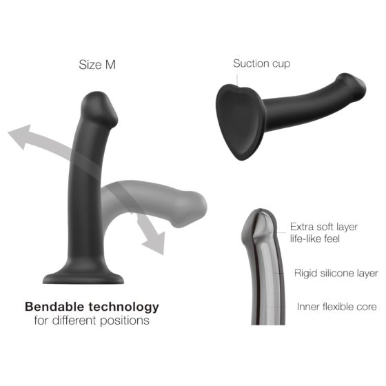 Strap-on-me Dual S - dvojitá vrstva dildo (černé)