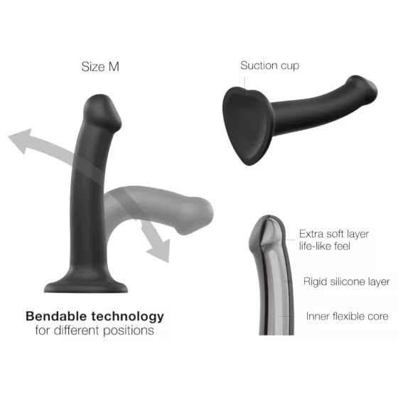 Strap-on-me Dual S - dvojité dildo - dvojitá vrstva - černé