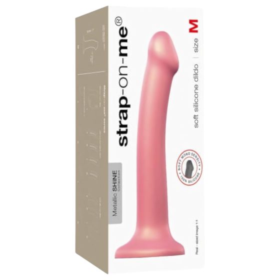 Strap-on-me Metallic Shine M - pokožce přátelské dildo (metalická růžová)
