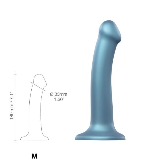 Strap-on-me Metallic Shine M - přátelský k pokožce dildo (metalická modrá)