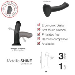   Strap-on-me Metallic Shine M - přátelský k pokožce dildo (metalická modrá)