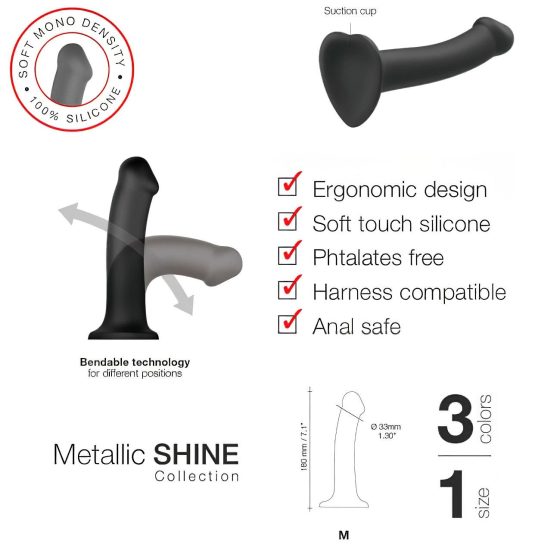 Strap-on-me Metalická Lesk M - přátelské k pokožce dildo (metalická fialová)