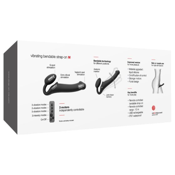Strap-on-me M - připevnitelný vibrátor - střední (černý)