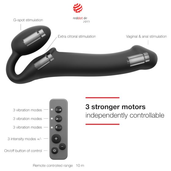 Strap-on-me M - připevnitelný vibrátor - střední (černý)