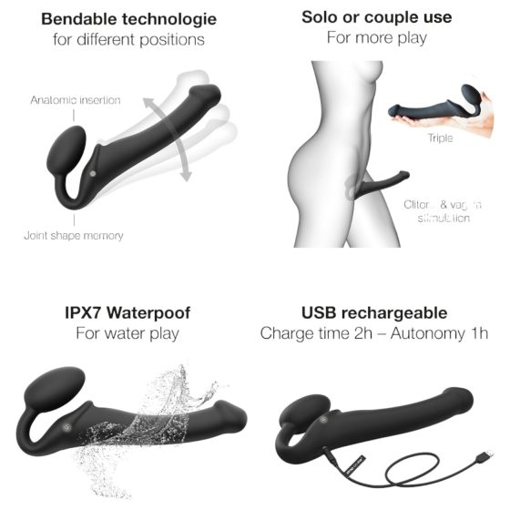 Strap-on-me M - připevnitelný vibrátor - střední (černý)