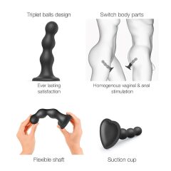   Strap-on-me Balls S - kuličkový, přísavkový dildo (černý)