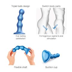 Strap-on-me Balls S - kuličkový přísavný dildo (modrý)