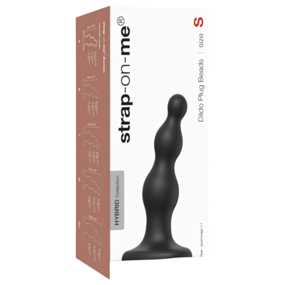 Strap-on-me Beads S - korálkový připínací dildo s přísavkou (černý)