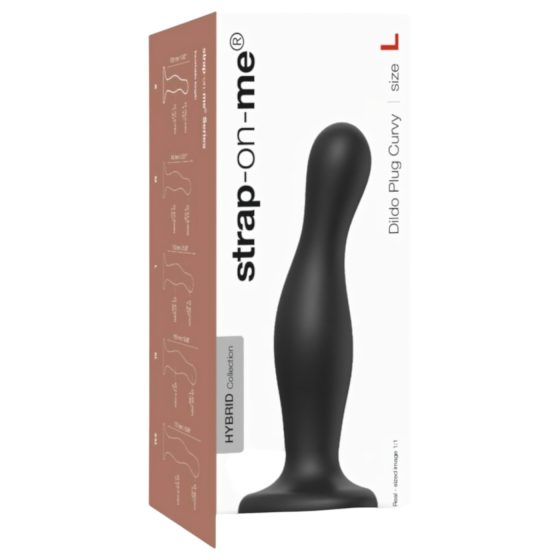 Strap-on-me Curvy L - vlnitý přísavný dildo (černý)