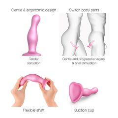 Strap-on-me Curvy S - vlnitý, přísavný dildo (růžový)