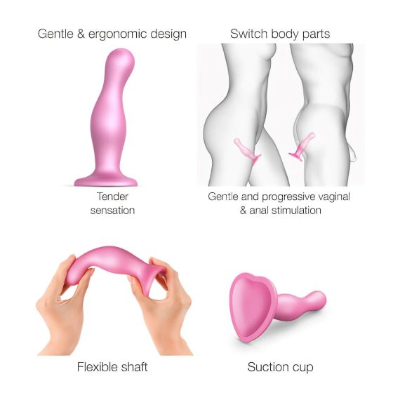 Strap-on-me Curvy S - vlnitý, přísavný dildo (růžový)