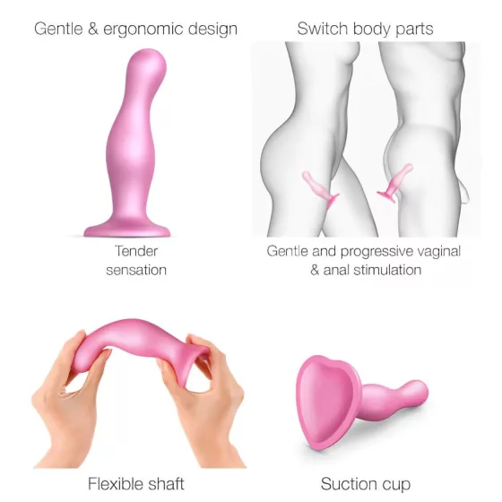 Strap-on-me Curvy S - vlnitý dildo s přísavkou (růžový)