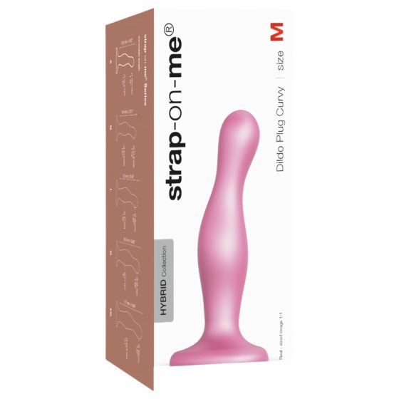 Strap-on-me Curvy M - vlnitý, s přísavkou dildo (růžový)