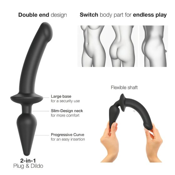 / Strap-on-me Switch Semi-Realistic XXL - 2v1 dildo (černý)
