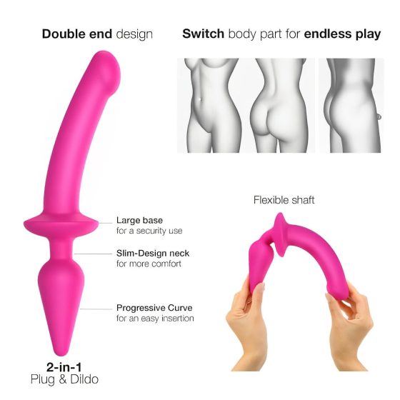 / Strap-on-me Switch Polorealistické XXL - 2v1 dildo (růžové)