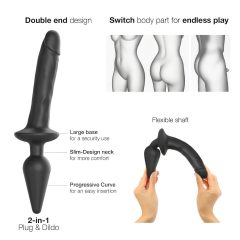   / Strap-on-me Swith Realistic XXL - 2v1 silikonové dildo (černé)