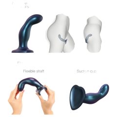 Strap-on-me Snaky M - zahnuté anální dildo (modré)