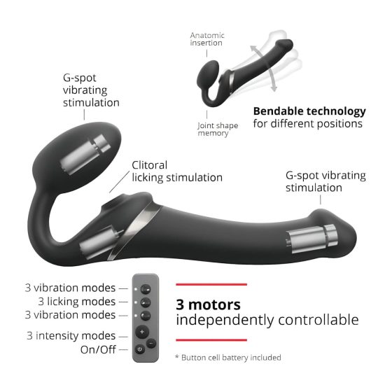 Strap-on-me S - připínací, vzduchový vibrátor - (černý)